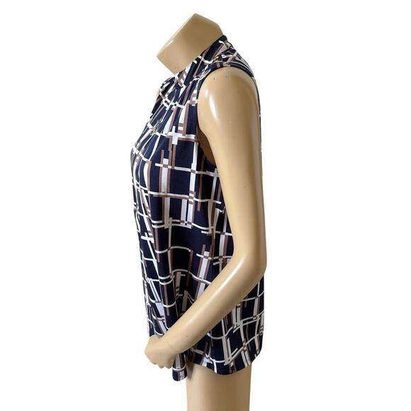 PERSEPTION CONCEPT Womens Size XL Sleeveless Half Zip Stretch Retro Print Shirt - Picture 2 of 7